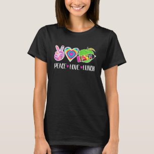 Frieden Liebe Mittagessen Dame Retro Groovy Mittag T-Shirt