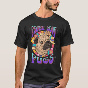 Frieden Liebe Möpse Hund Mops-Mama Hunde- T-Shirt