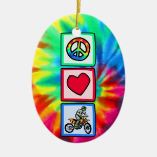 Frieden, Liebe, Motocross Keramikornament