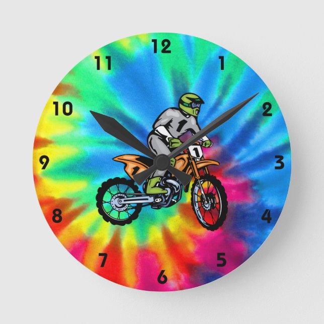 Frieden, Liebe, Motocross Runde Wanduhr (Vorderseite)