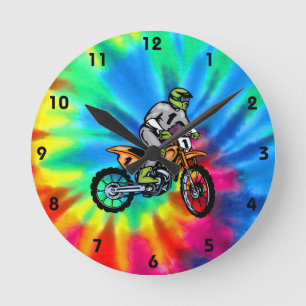 Frieden, Liebe, Motocross Runde Wanduhr