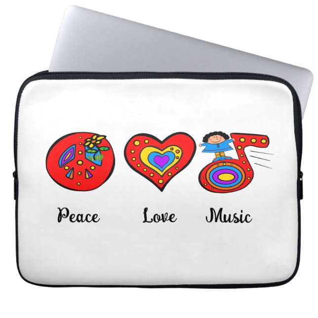 Frieden, Liebe, Musik Laptopschutzhülle (Vorderseite)