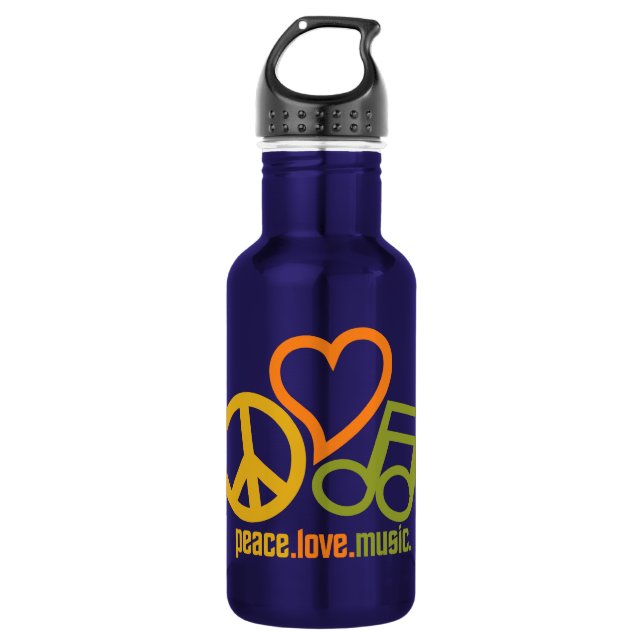 Frieden-Liebe-Musik - wählen Sie Farbe Trinkflasche (Vorderseite)
