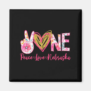 Frieden Liebe Nebraska Floral Vintage Nebraska Sto Magnet