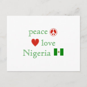 Frieden Liebe Nigeria Herz und nigerianische Flagg Postkarte