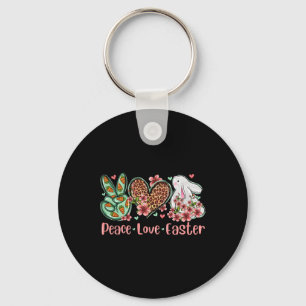 Frieden Liebe Osterhase Blume Leopard Karo Schlüsselanhänger
