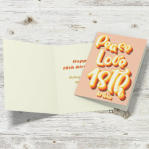 Frieden Liebe Pfirsich Retro Groovy 18. Geburtstag Karte
