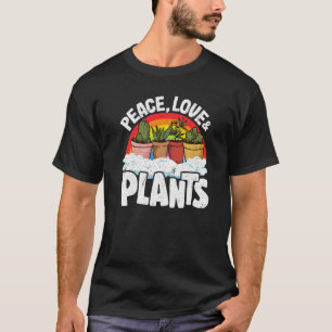 Frieden Liebe & Pflanzen Retro Regenbogen Landscha T-Shirt