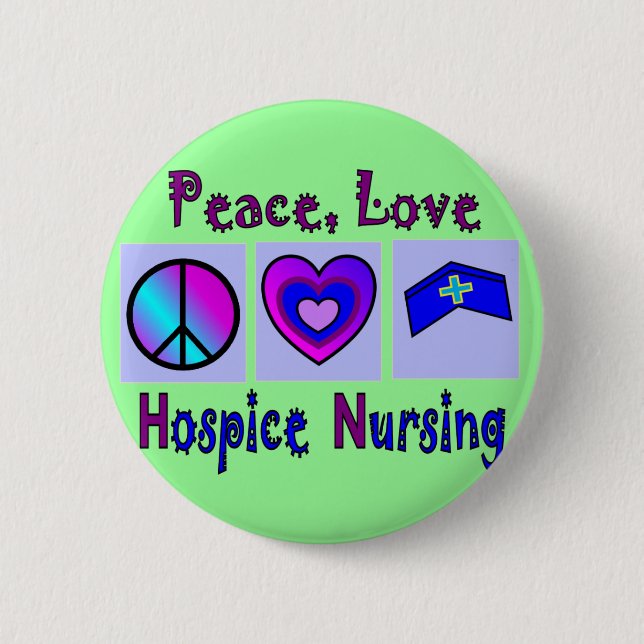 Frieden, Liebe, Pflegeheim-Krankenpflege Button (Vorderseite)