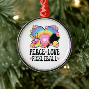 Frieden Liebe Pickleball Ornament Aus Metall
