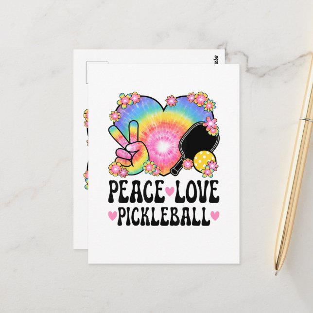 Frieden Liebe Pickleball Postkarte (Vorderseite/Rückseite Beispiel)