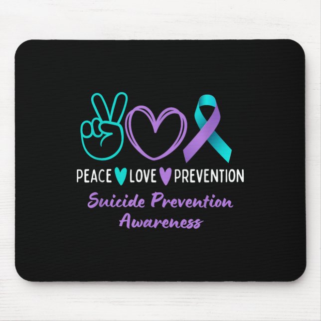 Frieden Liebe Prävention Suizidbewusstsein Türkis  Mousepad (Vorne)