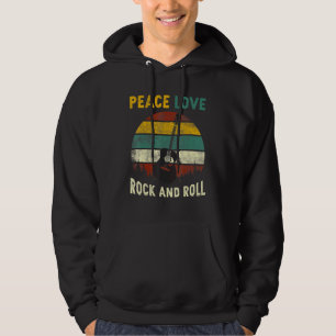 Frieden Liebe Rock And Roll Gitarre Retro Vintage Hoodie