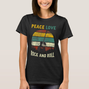 Frieden Liebe Rock And Roll Gitarre Retro Vintage T-Shirt