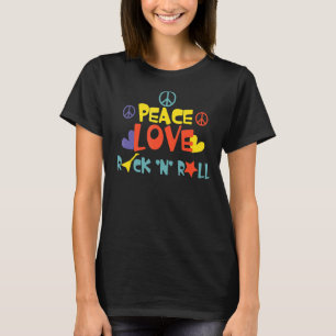 Frieden Liebe Rock And Roll Gitarre Retro Vintage T-Shirt