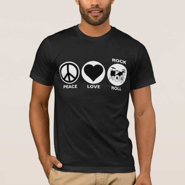 Frieden/Liebe/Rock & Roll T-Shirt (Vorderseite)
