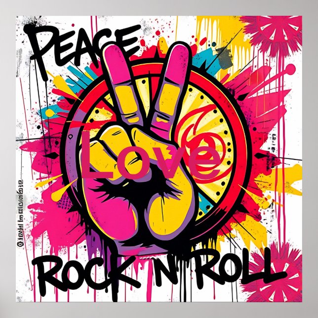 Frieden, Liebe, Rock'n'Roll Poster (Vorne)