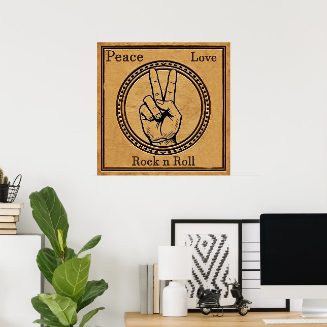 Frieden, Liebe, Rock'n'Roll Poster (Heimbüro)
