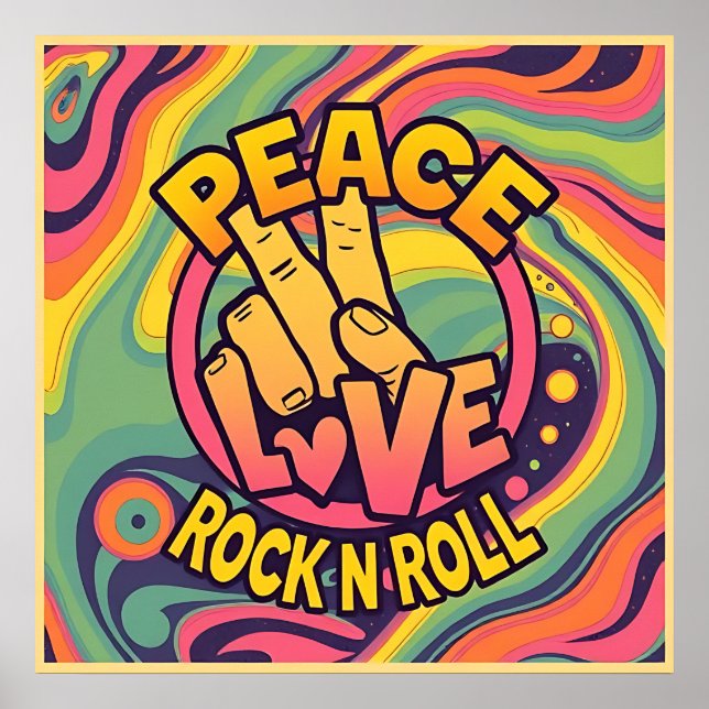 Frieden, Liebe, Rock'n'Roll Poster (Vorne)