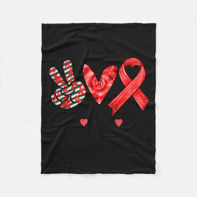 Frieden Liebe Rotes Band Blut Überlebender Design Fleecedecke (Vorderseite)