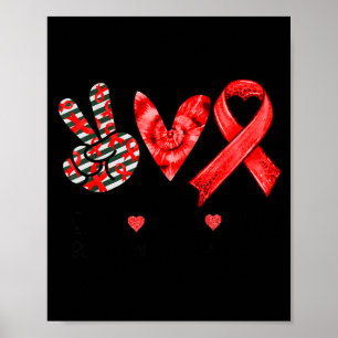 Frieden Liebe Rotes Band Blutbewusstsein Unterstüt Poster
