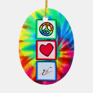 Frieden, Liebe, Saxophones Keramik Ornament