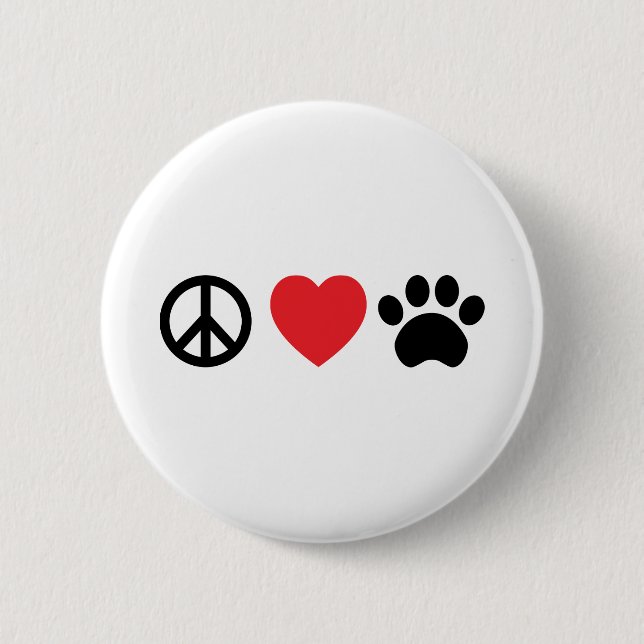 Frieden, Liebe, Schaltfläche "Paw" Button (Vorderseite)