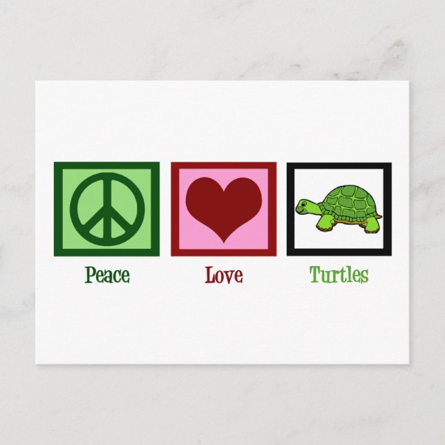 Frieden Liebe Schildkröten Postkarte (Vorderseite)