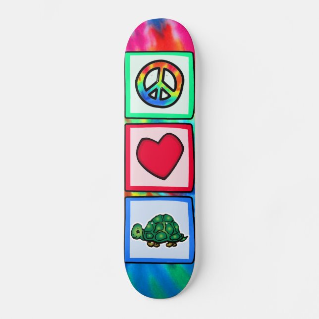 Frieden, Liebe, Schildkröten Skateboard (Vorderseite)