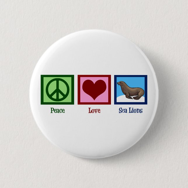 Frieden Liebe Seelöwen Button (Vorderseite)