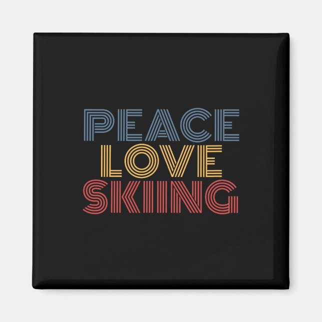 Frieden Liebe Skifahren  Magnet (Vorne)