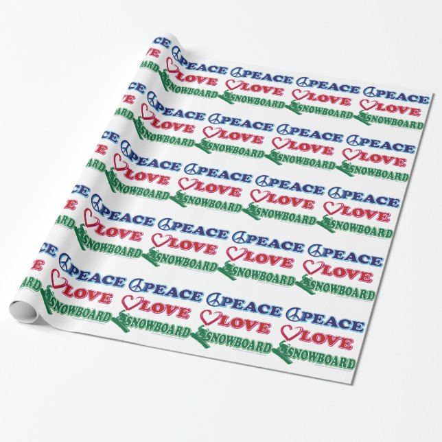Frieden, Liebe, Snowboard Geschenkpapier (Ungerollt)