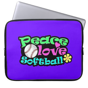 Frieden, Liebe, Softball Laptopschutzhülle
