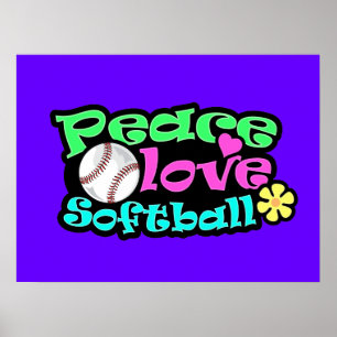 Frieden, Liebe, Softball Poster