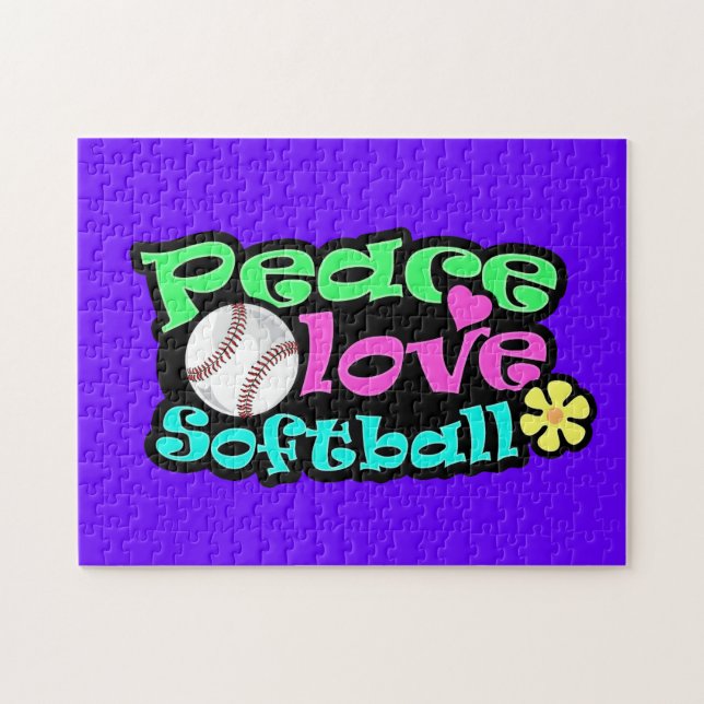 Frieden, Liebe, Softball Puzzle (Horizontal)