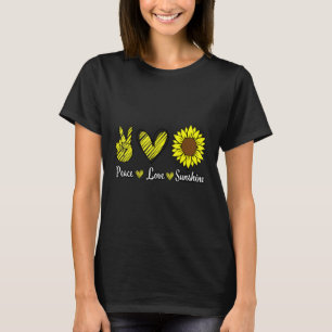 Frieden Liebe Sonnenschein Sonnenblume Hippie Sonn T-Shirt