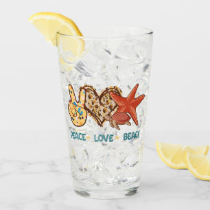 Frieden, Liebe, Strand Sommer Stimmung Vintage Glas