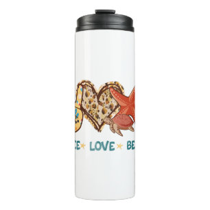 Frieden, Liebe, Strand Sommer Stimmung Vintage Thermosbecher
