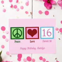 Frieden Liebe Süße 16 Schön Rosa 16. Geburtstag