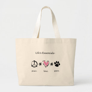 Frieden * Liebe * Tatzen-Tasche Jumbo Stoffbeutel