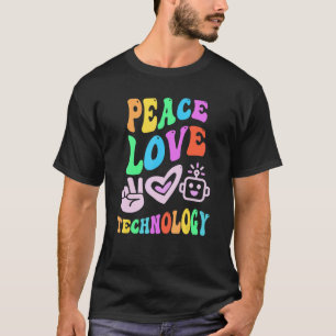 FRIEDEN LIEBE TECHNIK Retro-Computer-Lehrer Groov T-Shirt