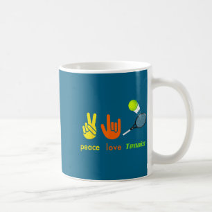 Frieden Liebe Tennis Lustige Tennis Liebhaber Hand Kaffeetasse