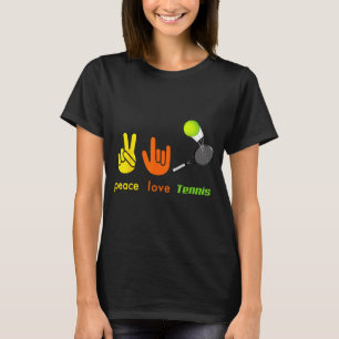 Frieden Liebe Tennis Lustige Tennis Liebhaber Hand T-Shirt