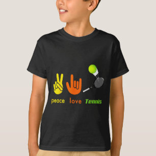 Frieden Liebe Tennis Lustige Tennis Liebhaber Hand T-Shirt