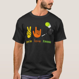 Frieden Liebe Tennis Lustige Tennis Liebhaber Hand T-Shirt