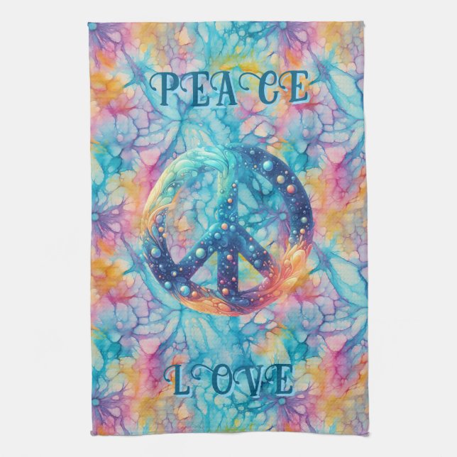 Frieden Liebe Tie-Dye Geschirrtuch (Vertikal)