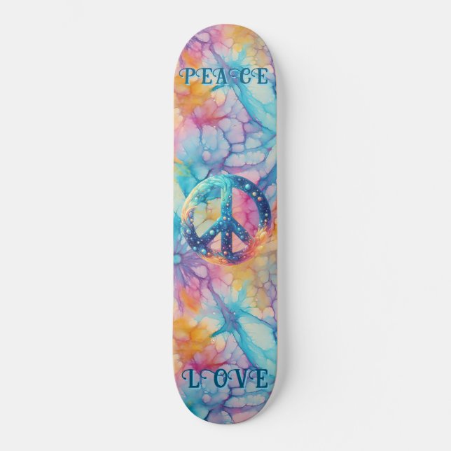 Frieden Liebe Tie-Dye Skateboard (Vorderseite)