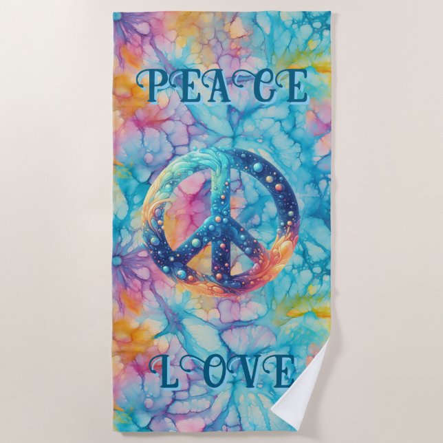 Frieden Liebe Tie-Dye Strandtuch (Vorderseite)