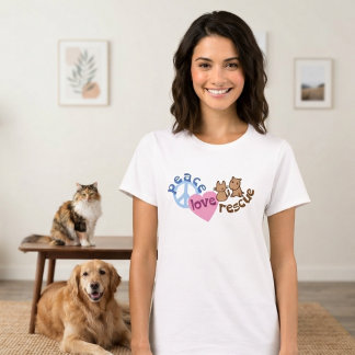 Frieden Liebe Tierkatze und Hund Rettung T-Shirt