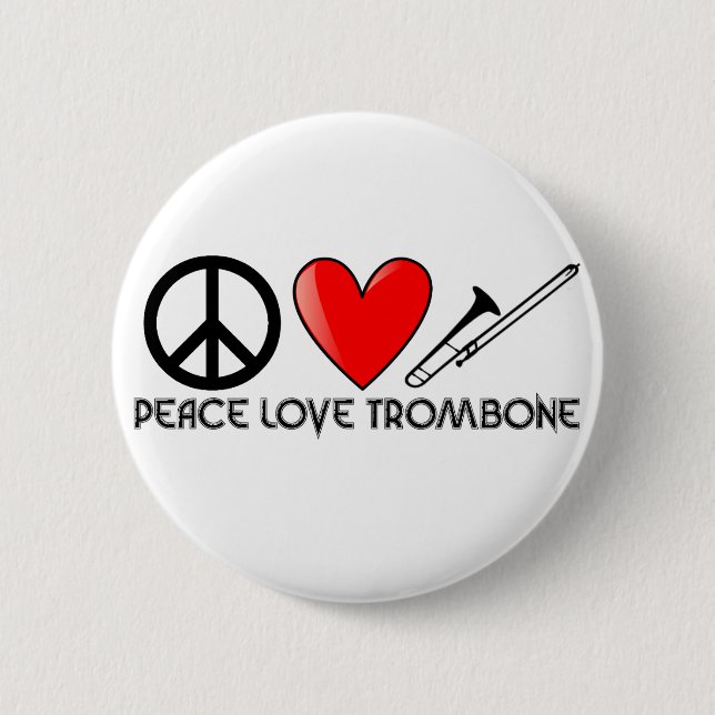 Frieden, Liebe, Trombone Button (Vorderseite)